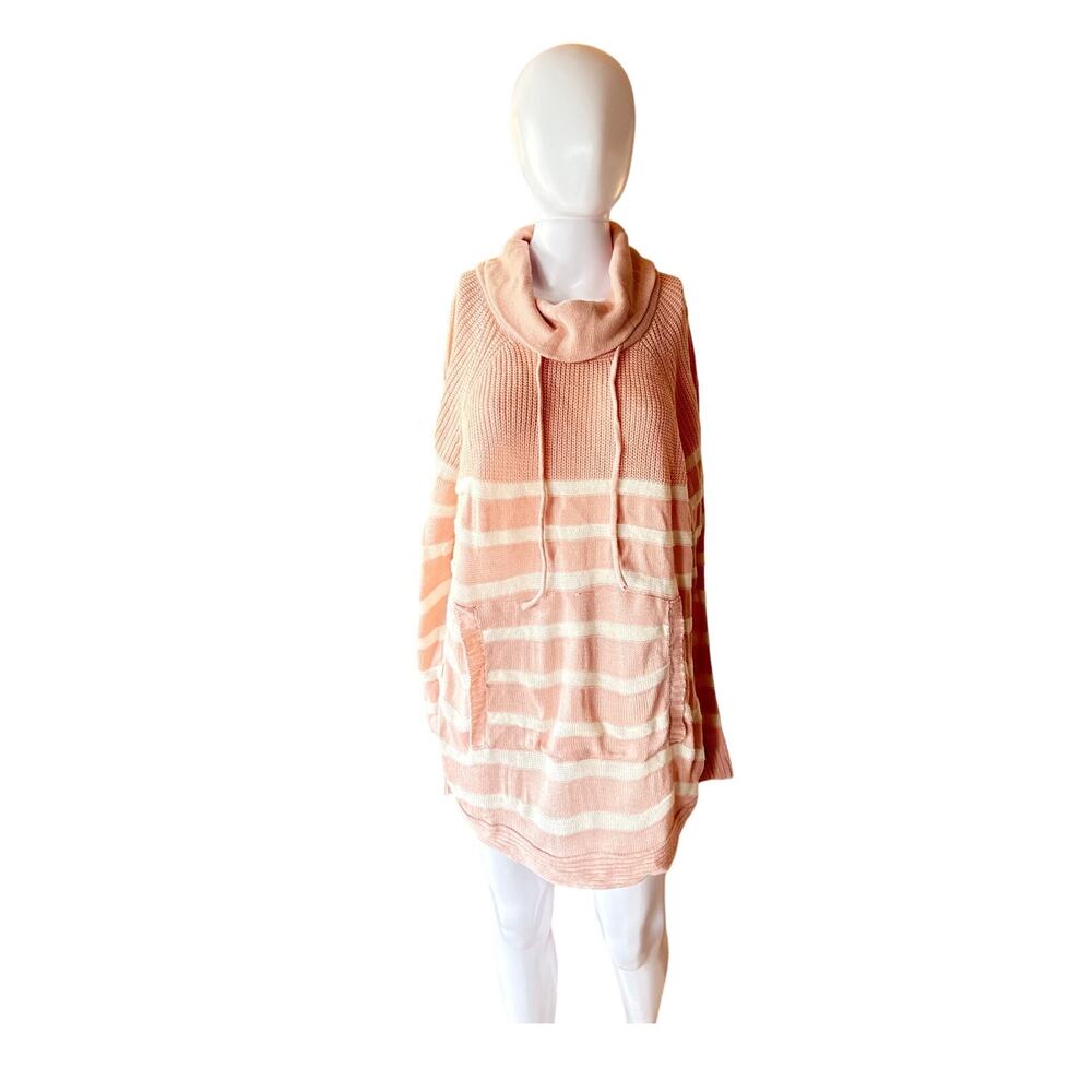 St. John’s Bay XL Pink Striped Cowl Neck Sweater Tunic NWT